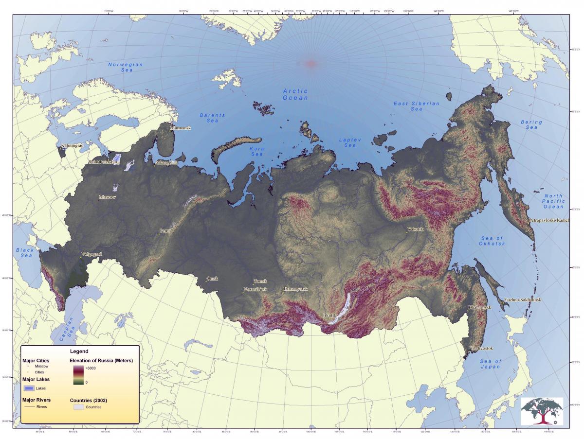 Mapa wysokościowa Rosji